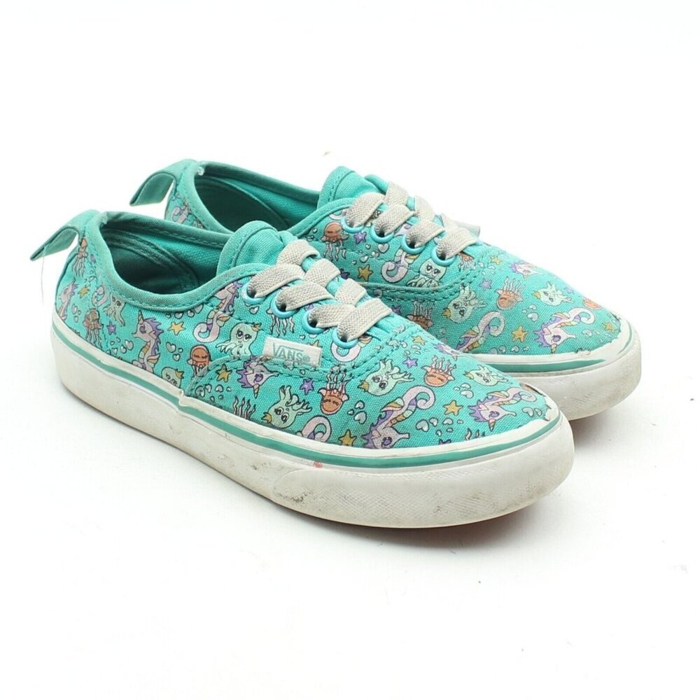 Vans Little Girls Green Lace Up Sneakers